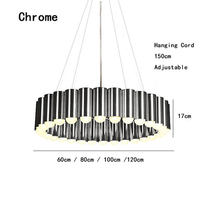 Art Deco Round LED Pendant Light with Minimalist Modern Design