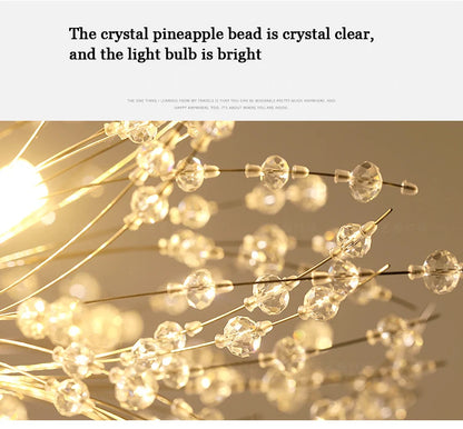 Modern Crystal Fireball LED Pendant Light with Geometric Star Design