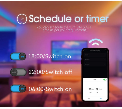 Smart RGB LED Ceiling Light with App & Voice Control (WiFi + Bluetooth)