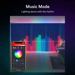 Smart RGB Curtain Lights – 400–800 LED Music Sync Fairy Lights