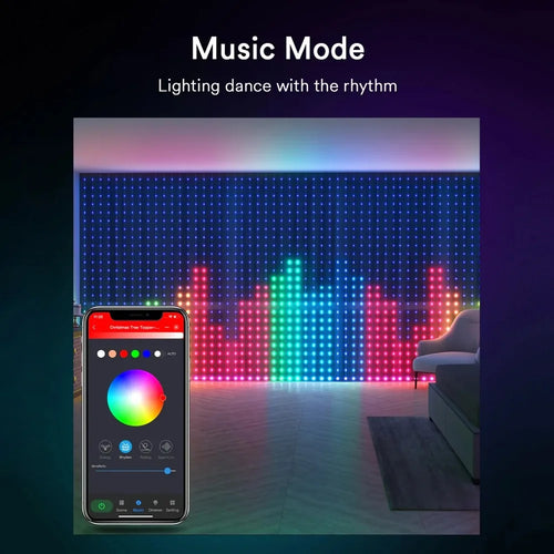 Smart RGB Curtain Lights – 400–800 LED Music Sync Fairy Lights