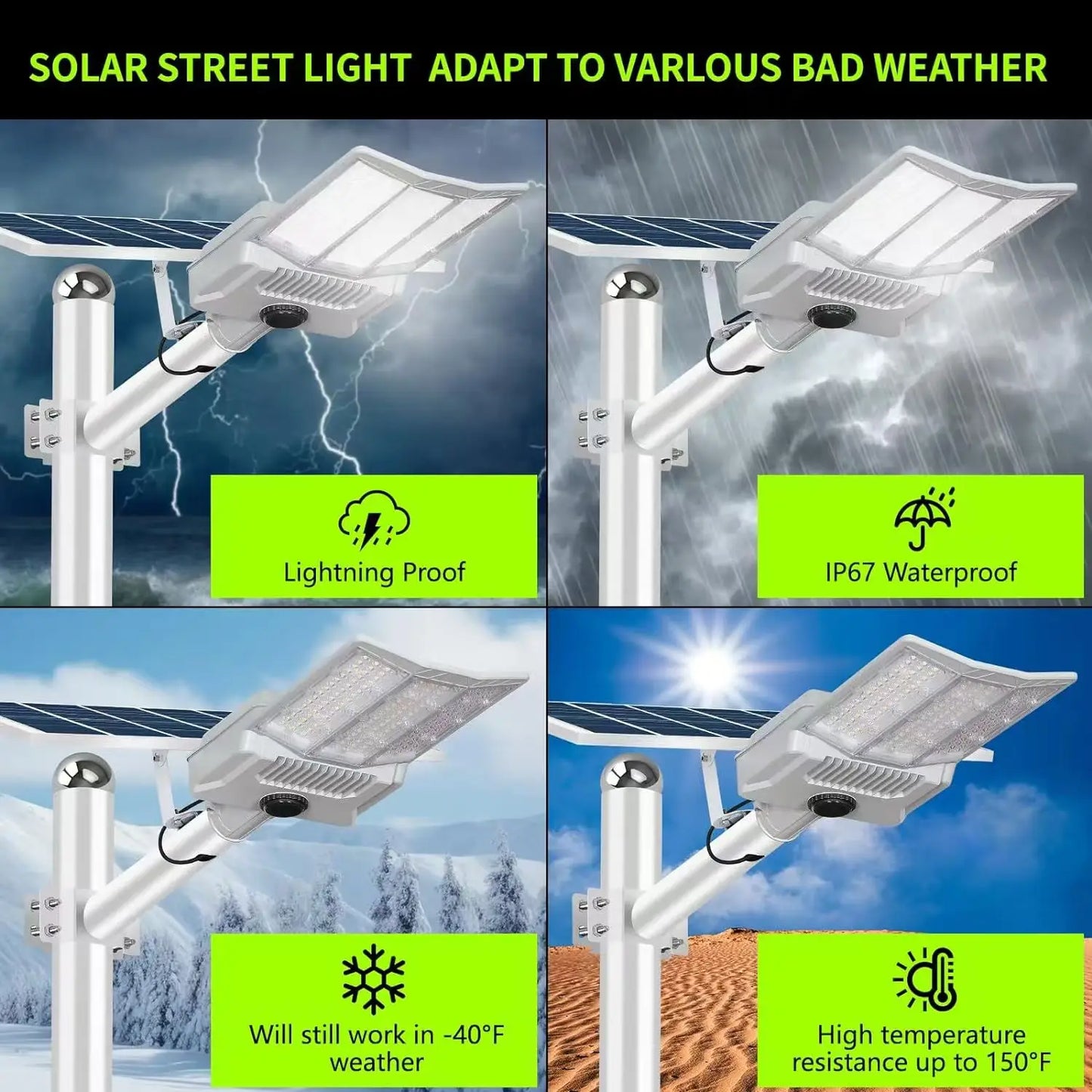 2PCS 10000W Solar Street Lights
