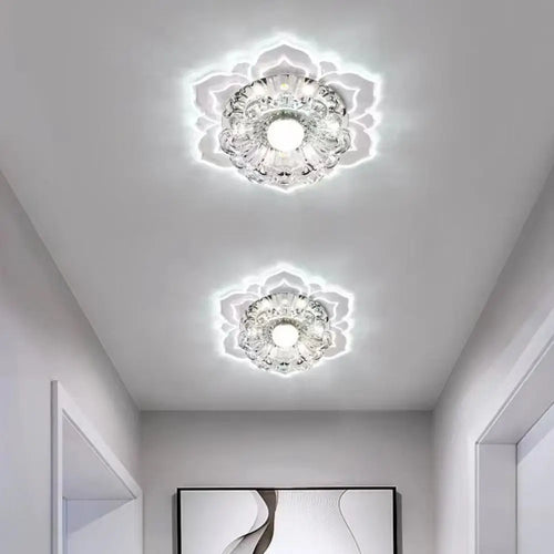 9W Crystal Petal LED Ceiling Light – Modern Flush Mount Ceiling Lamp for Kitchen, Hallway & Bedroom