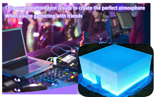 LED Inflatable Cube Tent – White Lighted Event Tent with Blower