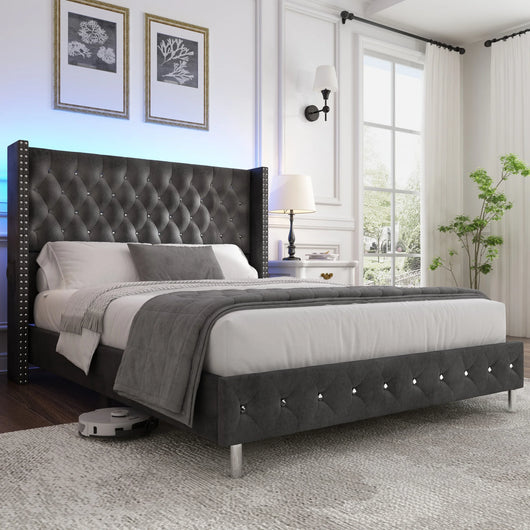 Queen Size Upholstered Platform Bed