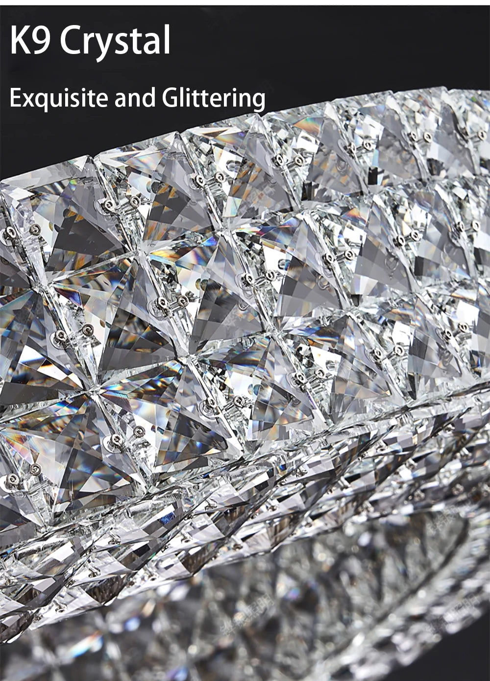 Luxury Round Crystal LED Ceiling Lights with Stainless Steel Design