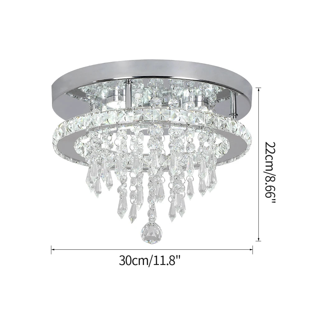 Crystal Flush Mount LED Ceiling Light – Modern Round Chandelier Fixture