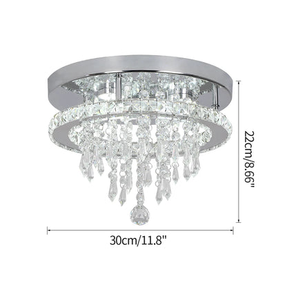 Crystal Flush Mount LED Ceiling Light – Modern Round Chandelier Fixture