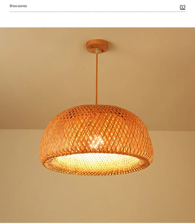 Handcrafted Bamboo Pendant Lamp – Wicker LED Ceiling Light