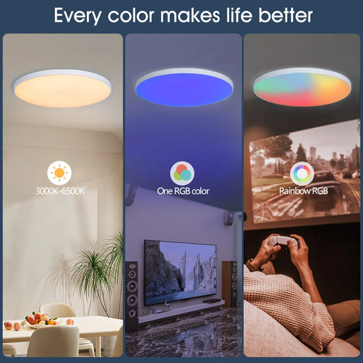 Smart RGB LED Ceiling Light with App & Voice Control (WiFi + Bluetooth)