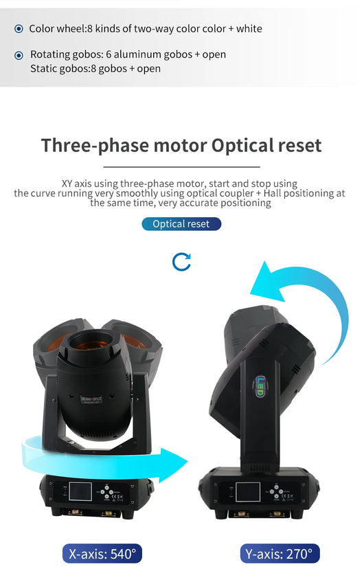 200W LED Gobo Moving Head Light – DMX Beam & Pattern Stage Projector