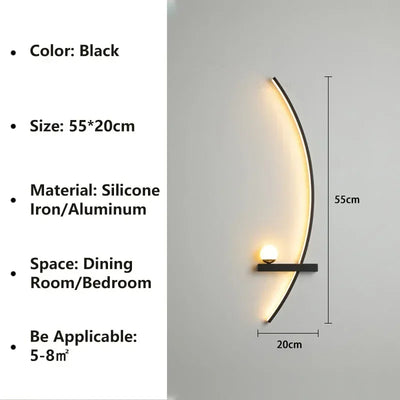 Modern LED Wall Lamp Stripes Wall Sconce for Bedroom Bedside Living Room Study Stairs Home Decor Indoor Lighting Fixture Luster