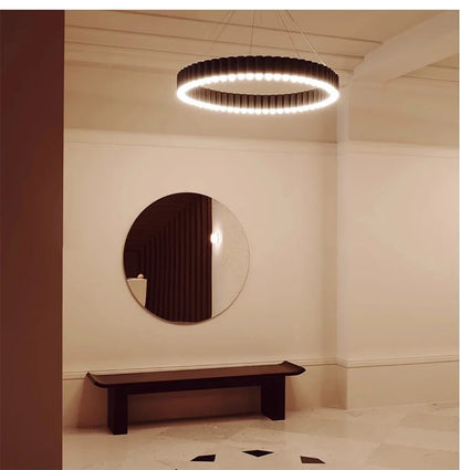 Art Deco Round LED Pendant Light with Minimalist Modern Design