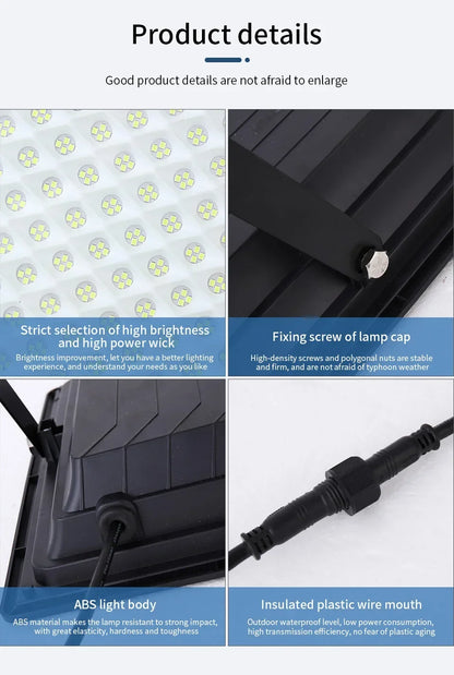 500W Solar Lamp Outdoor Waterproof Spotlights Solar Lights Remote Control Solar Floodlight Wall Street Garden Lights Sunlight