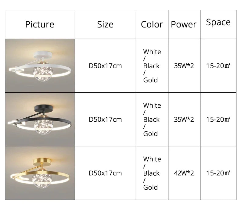 Nordic Luxury Starry LED Ceiling Lamp Is Used For the Bedroom, Living Room, and Kitchen. Golden White Black Remote Control Home Decoration
