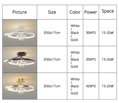 Nordic Luxury Starry LED Ceiling Lamp Is Used For the Bedroom, Living Room, and Kitchen. Golden White Black Remote Control Home Decoration