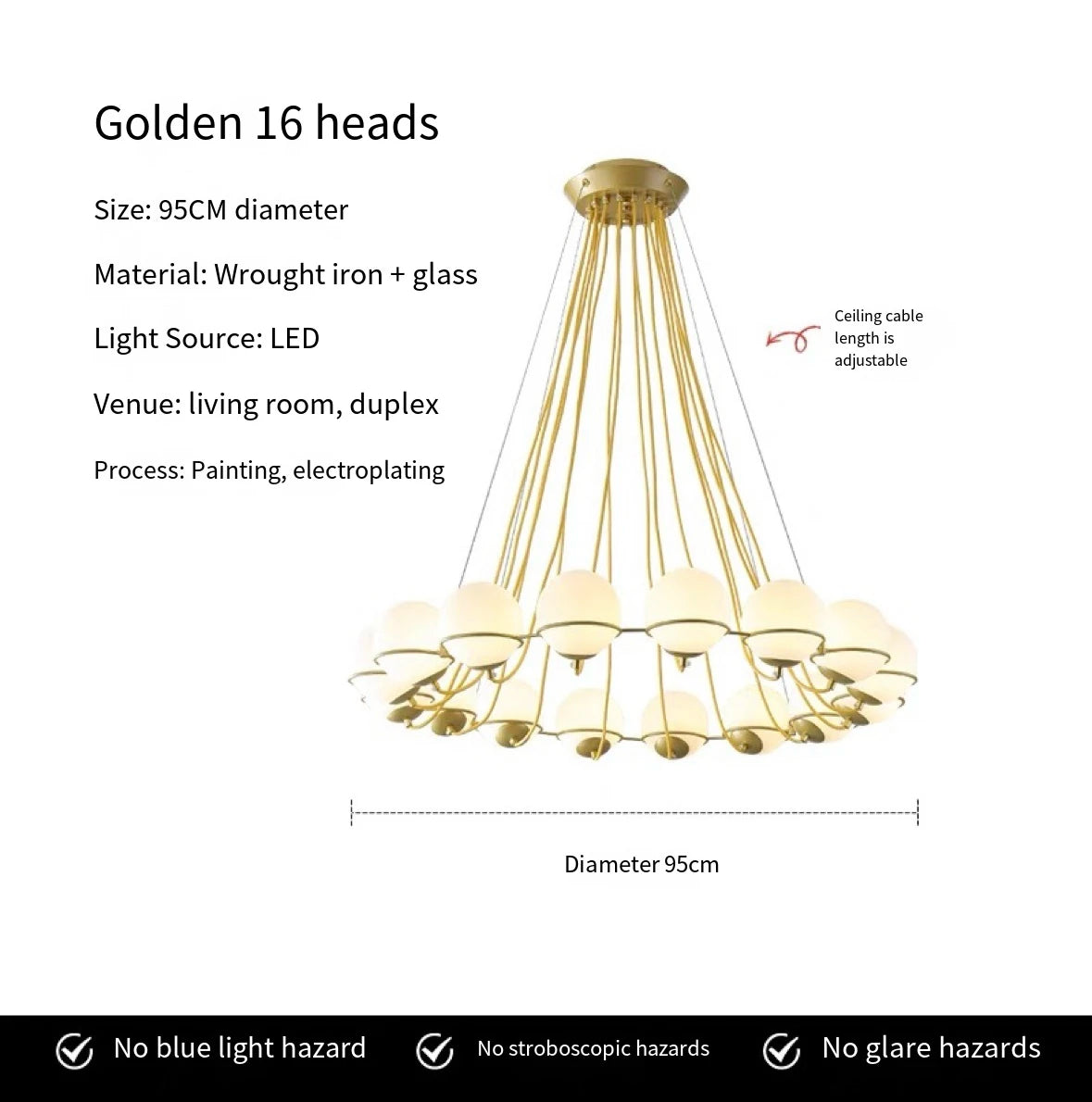 Modern Glass Ball Chandelier with Hand-Blown Spheres and LED Illumination