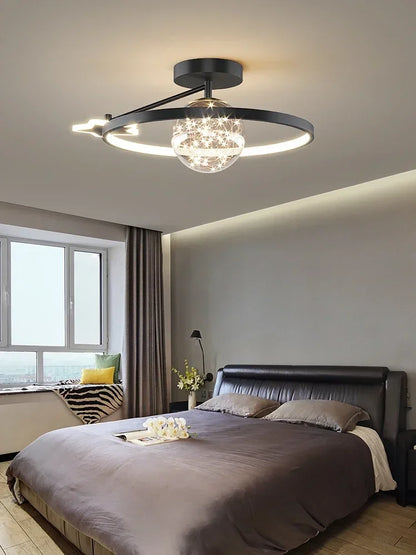 Nordic Luxury Starry LED Ceiling Lamp Is Used For the Bedroom, Living Room, and Kitchen. Golden White Black Remote Control Home Decoration