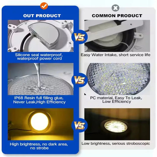 35W RGB LED Underwater Pool Light – IP68 Remote-Controlled Lighting
