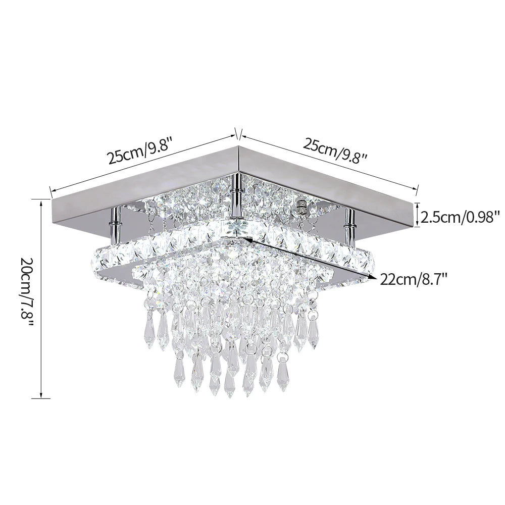 Crystal Flush Mount LED Ceiling Light – Modern Round Chandelier Fixture