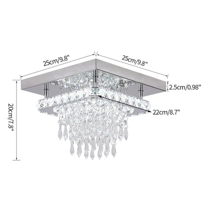 Crystal Flush Mount LED Ceiling Light – Modern Round Chandelier Fixture