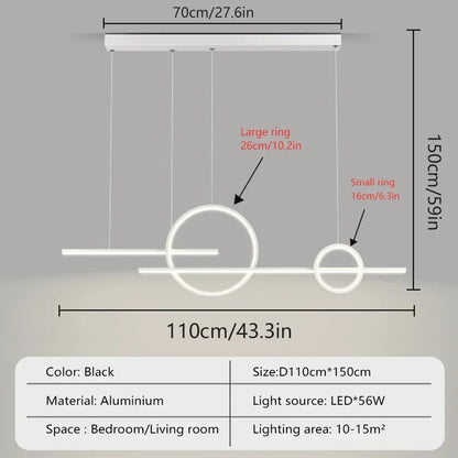 Modern 110cm LED Pendant Light with Multi-Mode Dimming