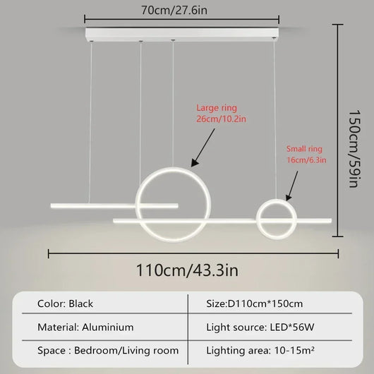 110cm Modern LED Pendant Light – Multi-Mode Dimmable Ceiling Fixture