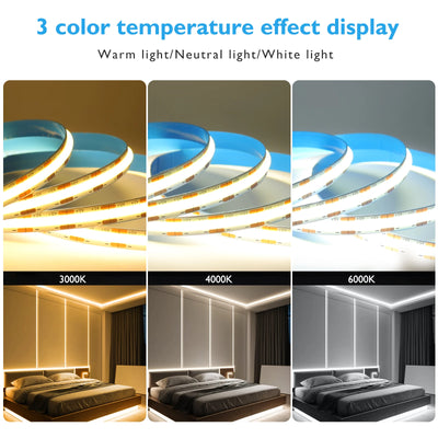 COB LED Strip Light 528LEDs/m – Ultra Bright 12V/24V