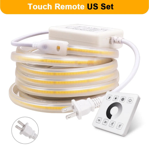 Dimmable COB LED Strip Light with Touch Switch & 23-Key Remote