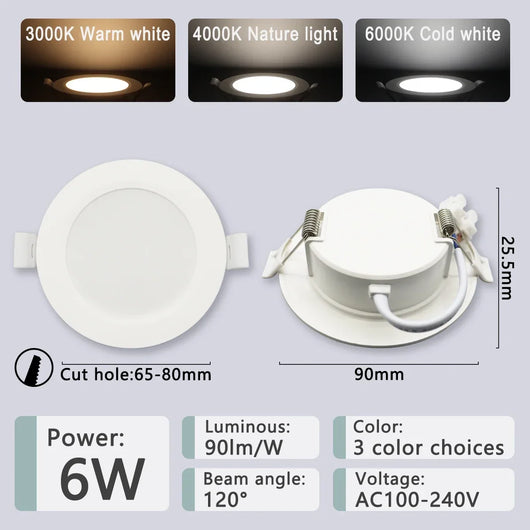 Recessed LED Downlight – Universal Voltage 110–240V
