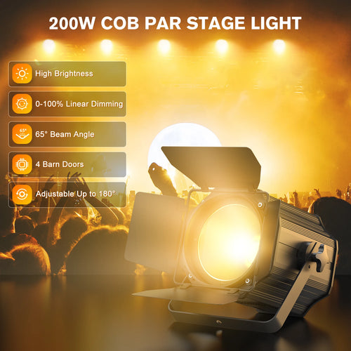 200W Dual-Color COB Par Light – DMX512 Professional Stage Wash