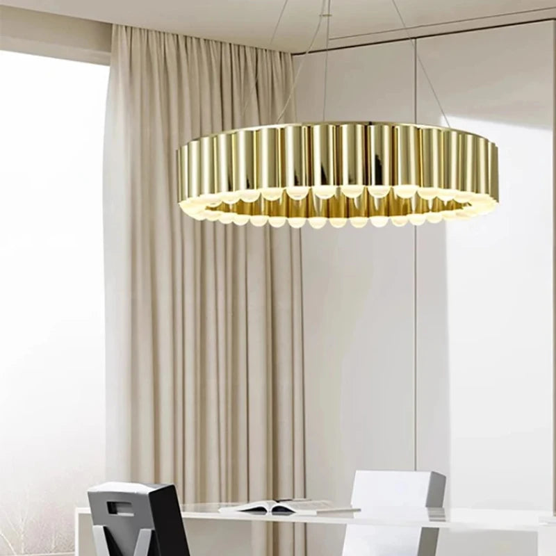 Art Deco Round LED Pendant Light with Minimalist Modern Design