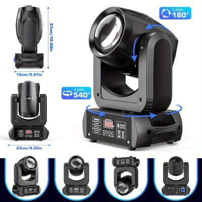 U'King 150W Beam Moving Head Light Rotating 18 Prisms 14 Gobos LED Rainbow Effect Zoom Stage Light DMX512 for DJ Disco Wedding