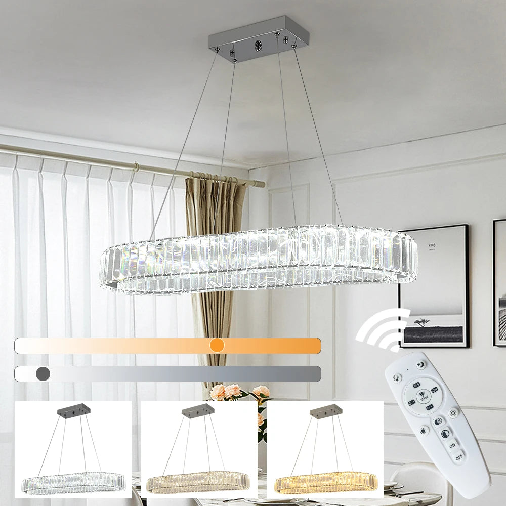 Modern Nordic Crystal LED Pendant Light with Remote Color Control