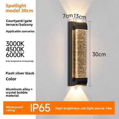 Modern Outdoor Waterproof Crystal LED Wall Lamp for Villa, Courtyard, Balcony &amp; Patio