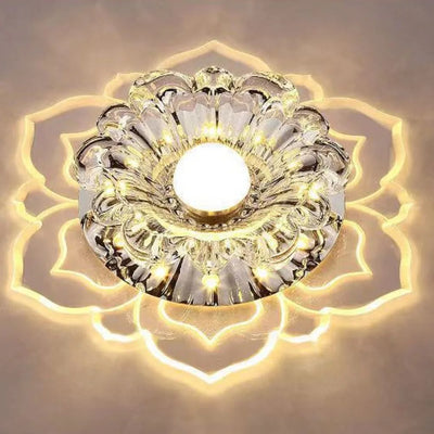 9W Crystal Petal LED Ceiling Light – Modern Flush Mount Ceiling Lamp for Kitchen, Hallway & Bedroom
