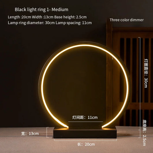 LED Ring Light Night Lamp – USB Dimmable Decorative Atmosphere Light for Home & Gifts