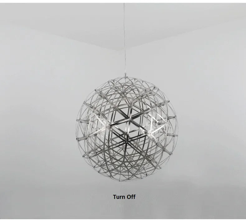 Modern Brief Loft Spark Ball LED Chandelier Fixture Firework Ball Stainless Steel Pendant Lamp for Home Decor Lighting 110-240V