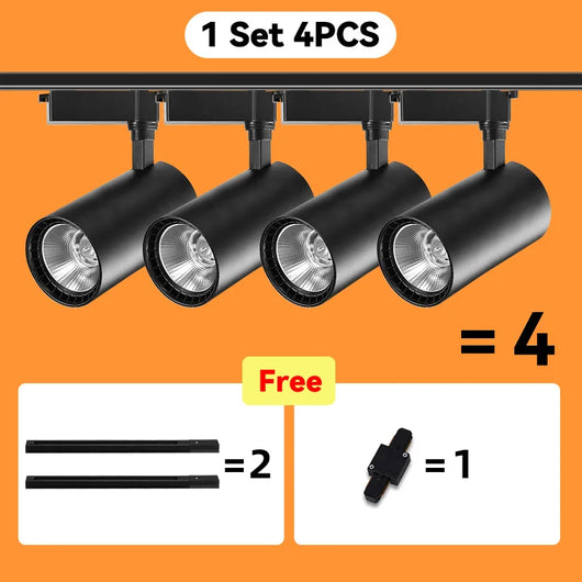 COB LED Track Light Fixture Set – Adjustable Spotlights