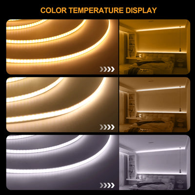 High-Density COB LED Strip Light – 3mm / 5mm, 12V–24V Dimmable
