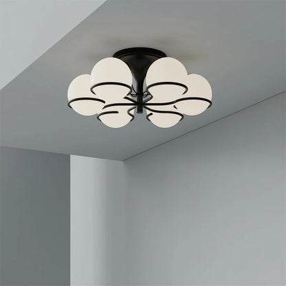 Simple White Glass Ball Chandelier