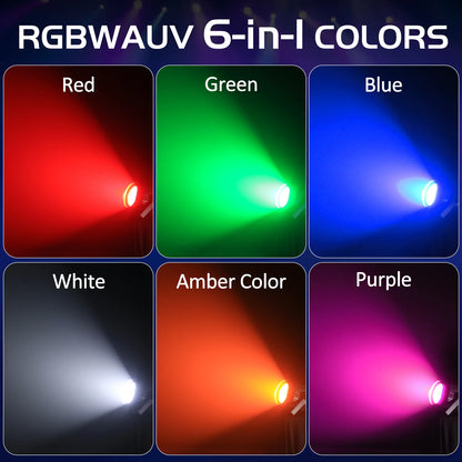200W 6-in-1 RGBWA+UV COB Par Lights