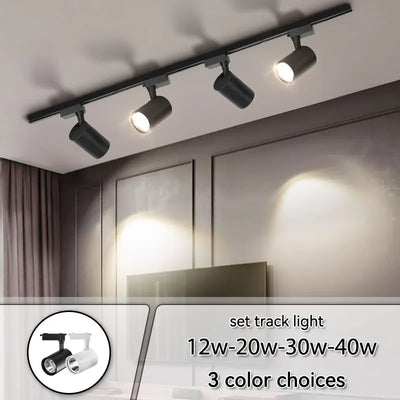 LED COB Track Light Set – Adjustable Spotlight Rail System