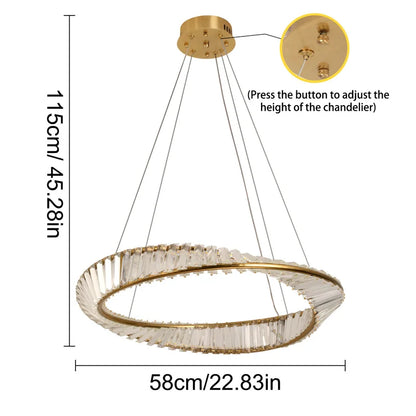 LED Luxury Ring Pendant Light with Crystal Accents and Adjustable Color Modes