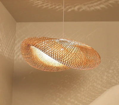 Handcrafted Bamboo Pendant Lamp – Wicker LED Ceiling Light