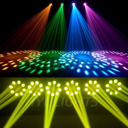 380W 20R Moving Head Beam Light – DMX512 Stage Lighting with Dual Prism, 14 Gobos & RGB Halo Effects