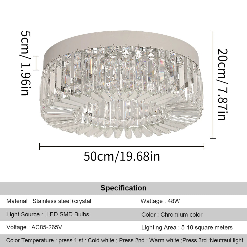 Crystal LED Ceiling Lamp – Adjustable Light Modes, Modern Design