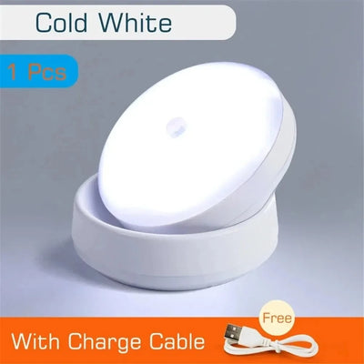 LED Motion Sensor Night Light USB Rechargeable Smart Wardrobe & Bedside Lamp