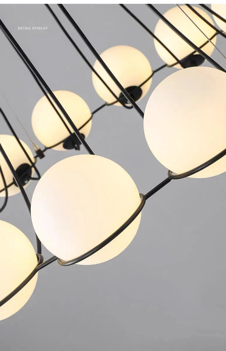 Modern Glass Ball Chandelier with Hand-Blown Spheres and LED Illumination