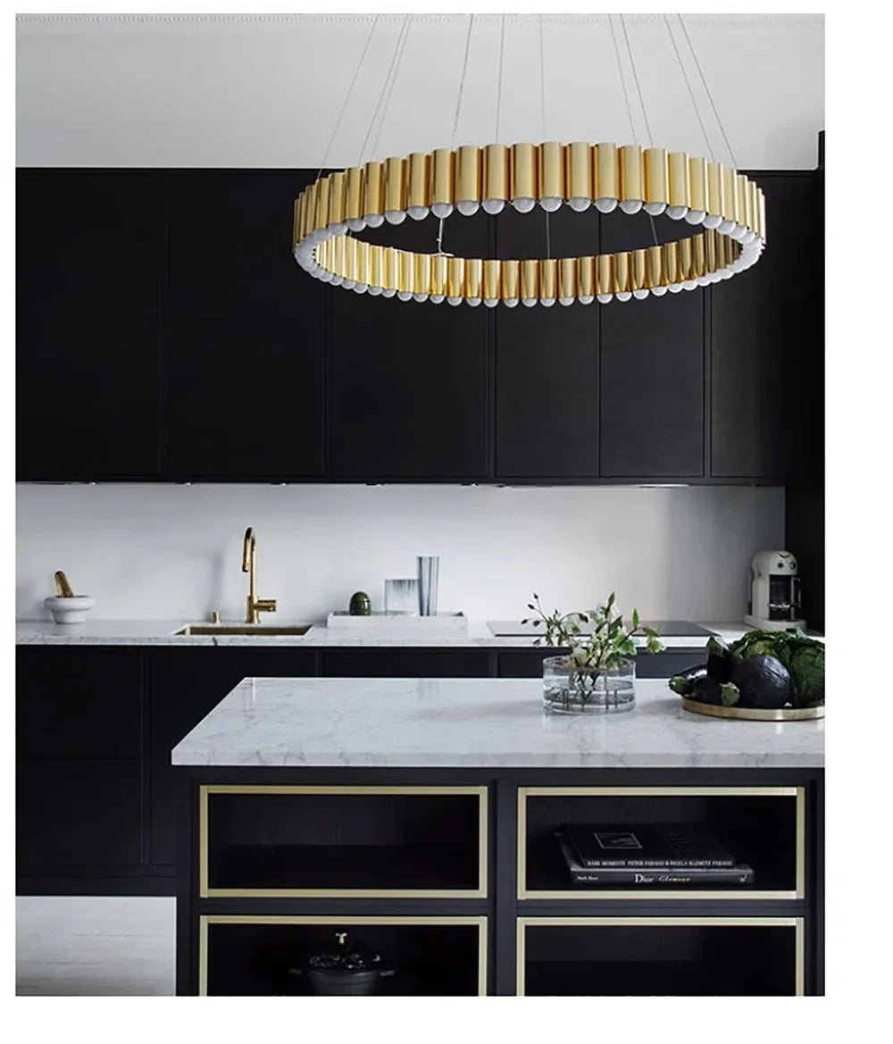 Art Deco Round LED Pendant Light with Minimalist Modern Design